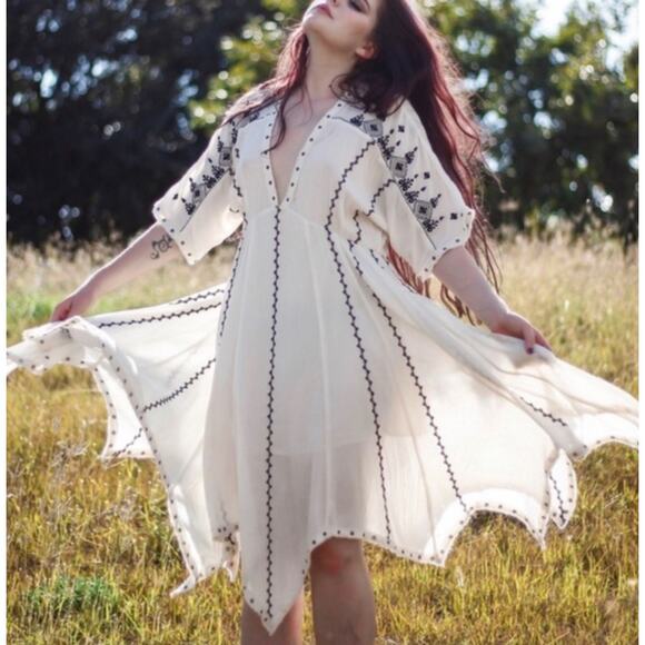 Womens Denim & Supply Ralph Lauren Peasant Bohemian Asymetrical Fairy Dress sz M - Picture 1 of 5